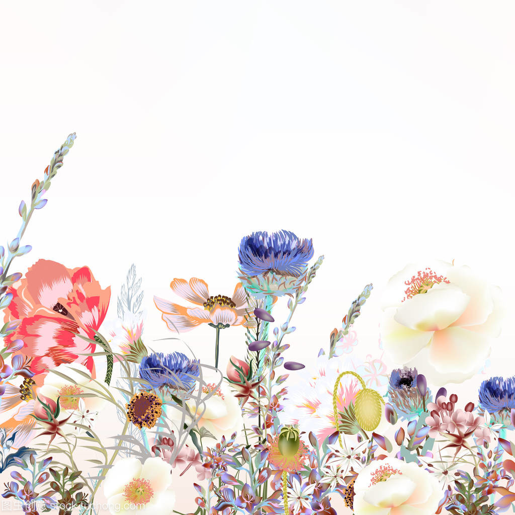 復古風格領域繁花似錦花卉圖